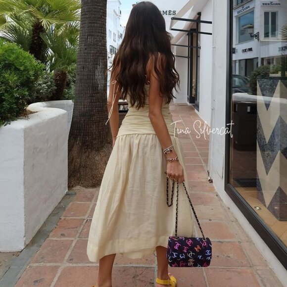 BLOGGER'S FAVE! Zara Draped Midi Dress Taupe Brown NWT - Picture 9 of 17